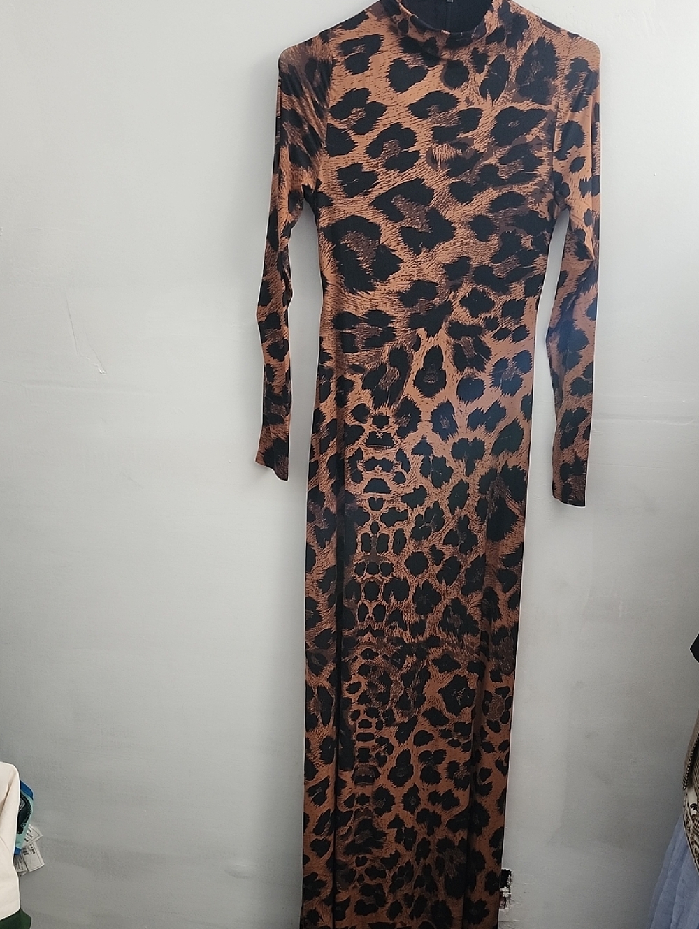 naked wardrobe Leopard-Print Long Sleeve Midi Dress - Brown/Black - Picture 4 of 6
